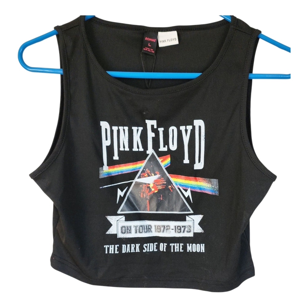 Romwe Black Pink Floyd Crop Cami Top Size L Nwot